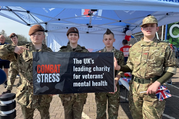 Crediton Army Cadets with one of the Combat Stress banners.  AQ 6632
