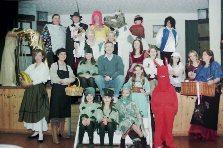 The cast of Morchard Bishop's pantomime 'Jack and the Beanstalk' in January 2005. DSC00224