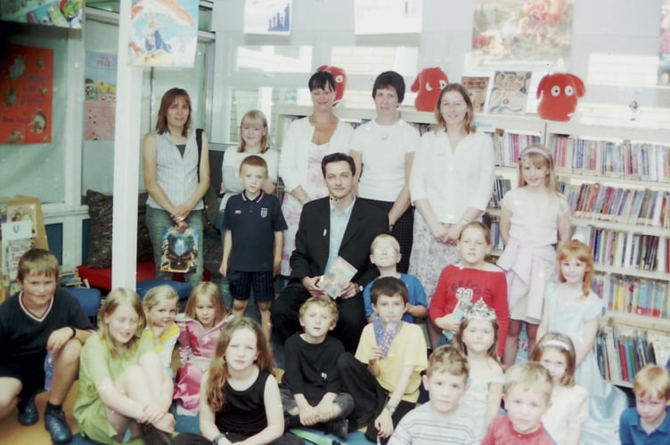 At the opening of Landscore School's library in June 2005. DSC00191