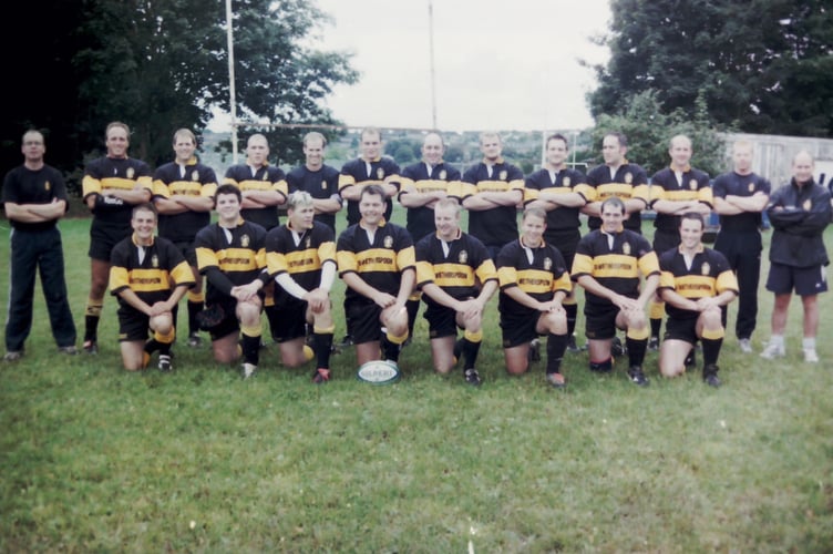 Crediton RFC First team before their first league game of the season which they won against Paignton 10-3 in September 2005. DSC01155