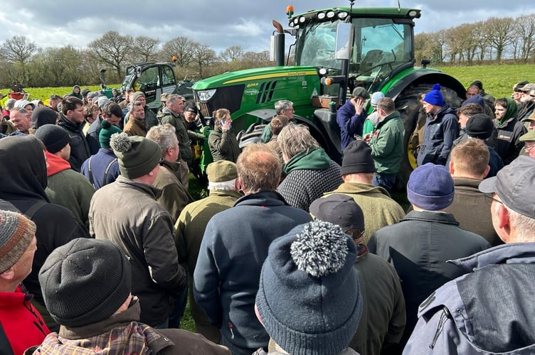 Crowds at the on-farm machinery dispersal sale at East Worlington, near Crediton.