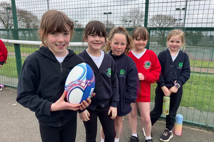 The winning team in one of the rugby taster sessions. AQ 7434