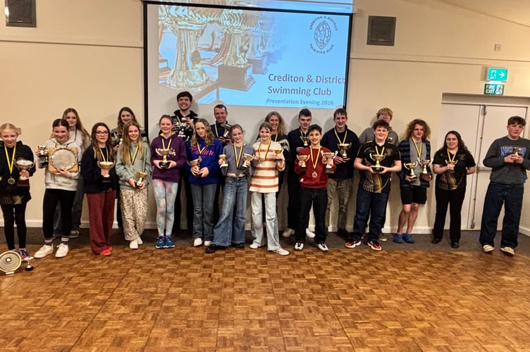 Crediton Swimming Club award recipients.
