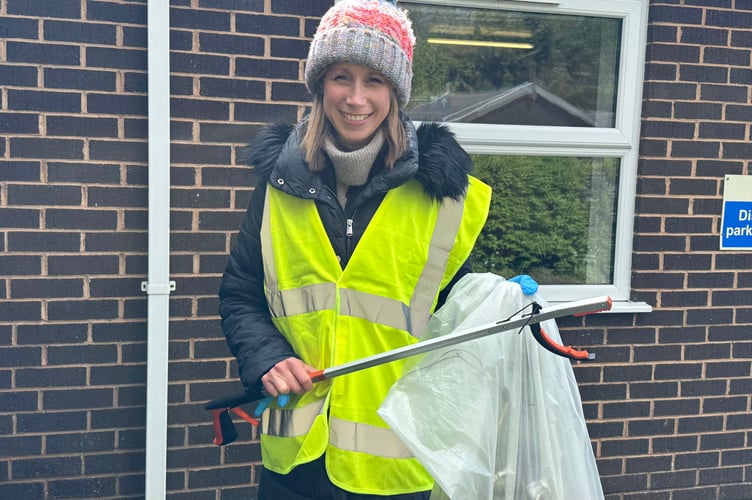 One of the litter pick volunteers who helped with Copplestone Spring Clean and Litter Pick.  AQ 8125
