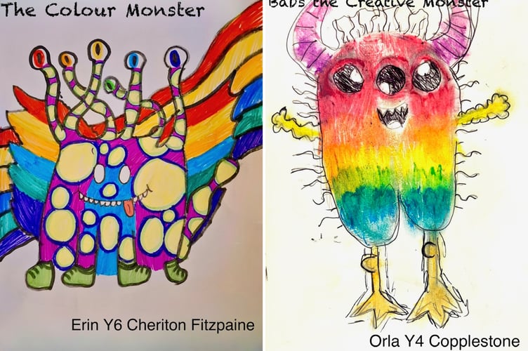 The Colour Monster by Y6 Cheriton Fitzpaine pupil Erin and Babs the Creative Monster by Y4 Copplestone pupil Orla.
