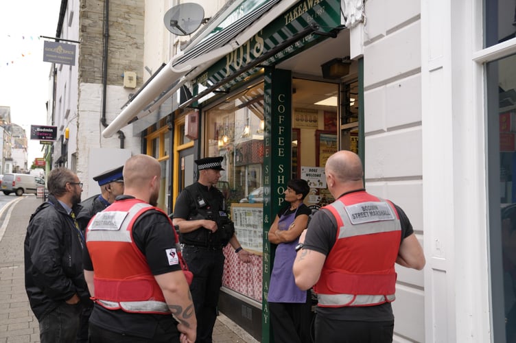 Street marshals at work in Bodmin.