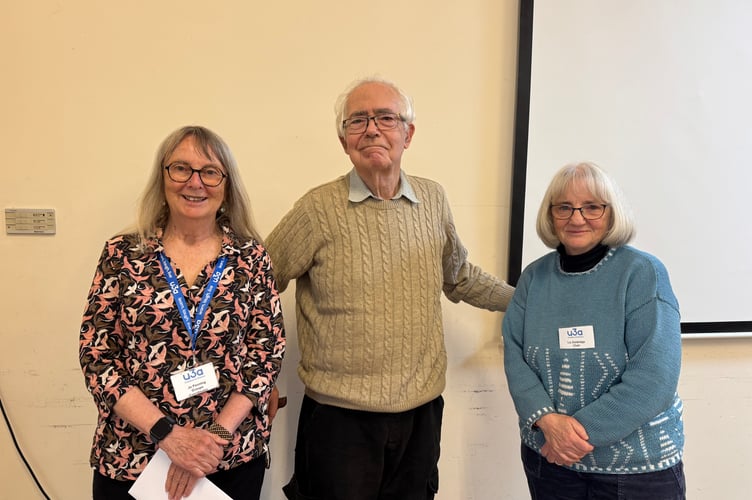 Crediton U3A chair Liz Ouldridge, right, with Keith Barker and Jo Penning who have stepped down as committee members.  AQ 8308

