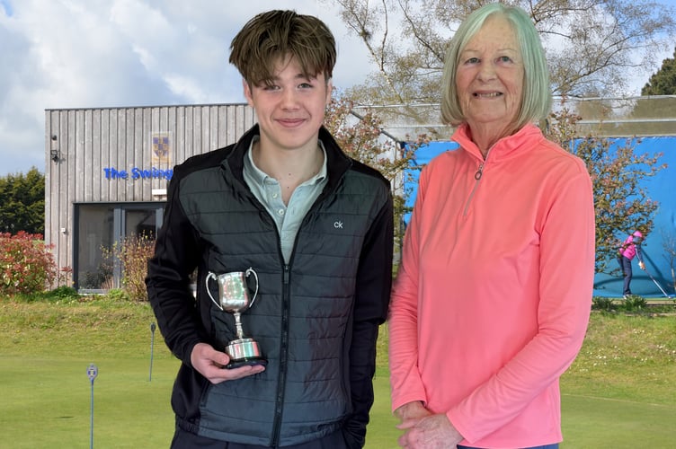 The Shrubsole Trophy, presented to Alfie Swain by Fran Shrubsole. 
