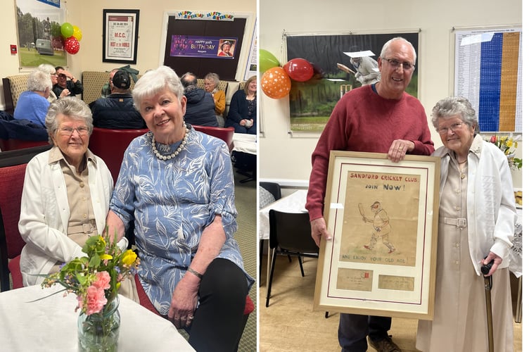Margaret Phillips and Rev Wendy Jackson and Margaret presenting Mike Discombe with the framed picture.
