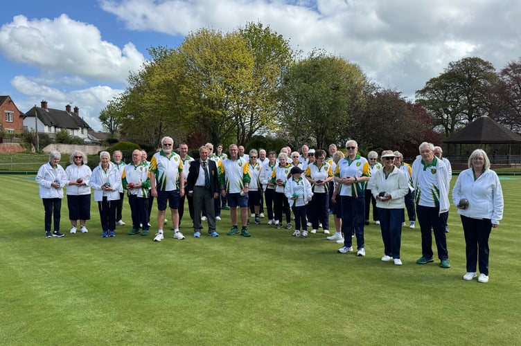 Crediton Bowling Club members before the start of the season with Mike Canning, chairman, president Stephen Wollacott and Rob Paxton.  AQ 8485
