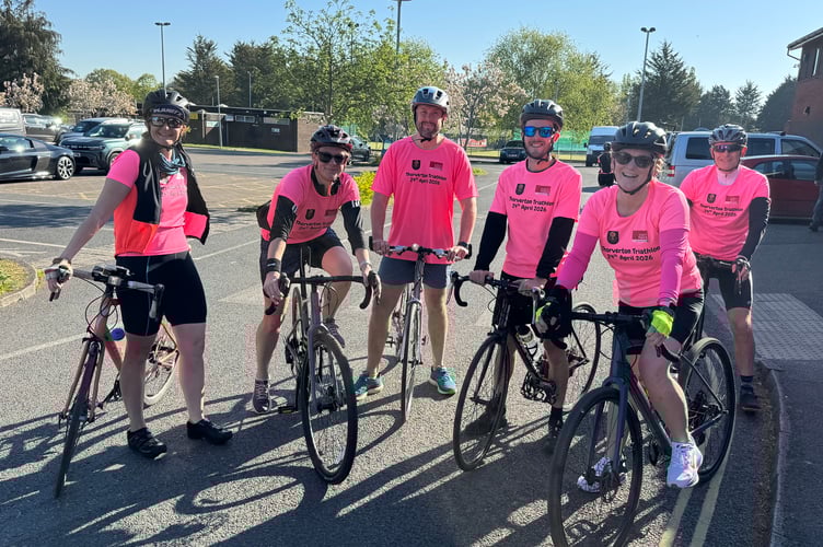 Cyclists ready to leave at Lords Meadow Leisure Centre.  AQ 8733
