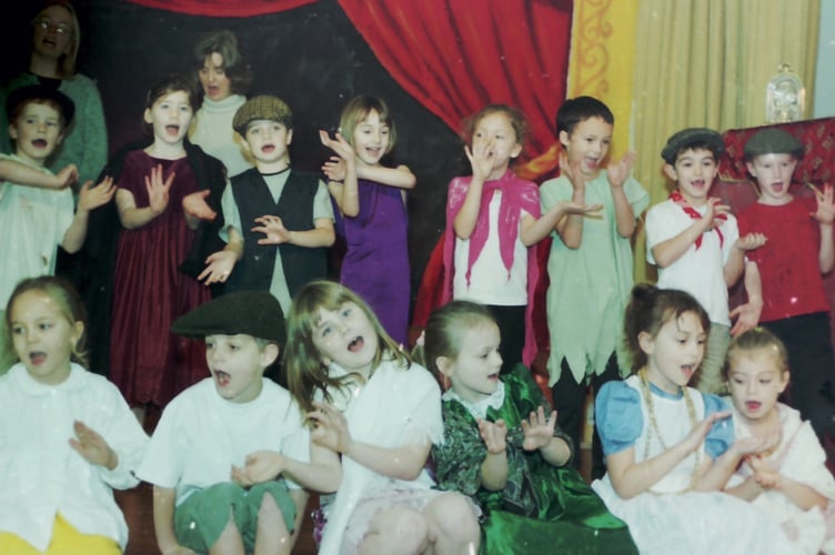 One of the classes at Newton St Cyres who were part of the end of term play in December 2005. DSC00372