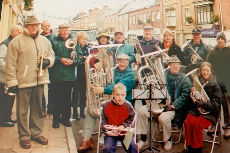 Crediton Town Band played Christmas carols in the High Street in December 2005. IMG_1440