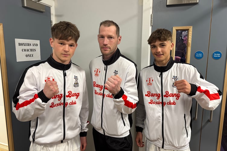 Bang Bang Boxing boxers and a coach ahead of the show.  AQ 9350
