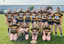 Crediton RFC U14 Girls Rugby lift bowl at Devon Festival
