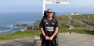 Charity hiker walking length of Britain came through Crediton today
