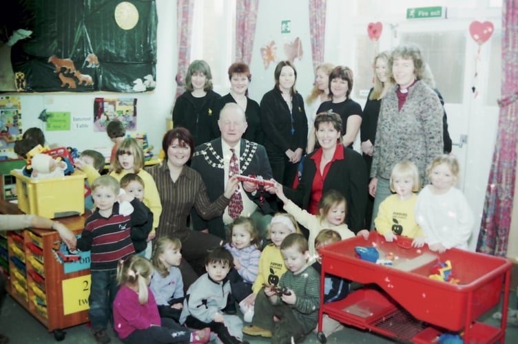 Mayor of Crediton Cllr Bob Edwards presented Pippins Nursery with an Accreditation in February 2006. DSC00652