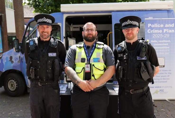 Mid Devon Police Inspector Mark Arthurs, right, with police colleagues.
