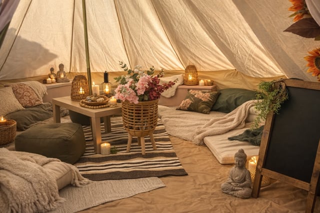 The interior of The Chill Tent.