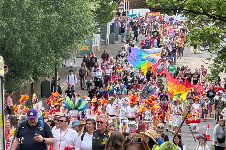 A view of part of the Exeter Pride march.  AQ 0159
