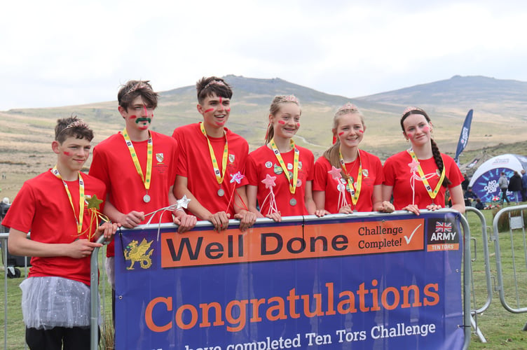 A Chulmleigh College team after completing the 45-mile route