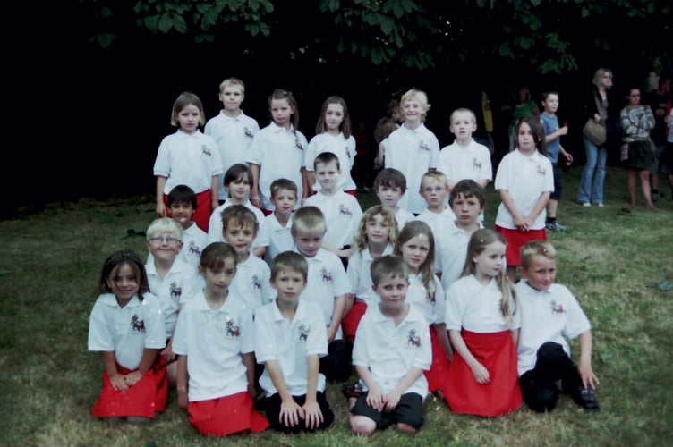 Lapford School pupils who took part in the Maypole dancing at Lapford Revel in July 2006. DSC01734