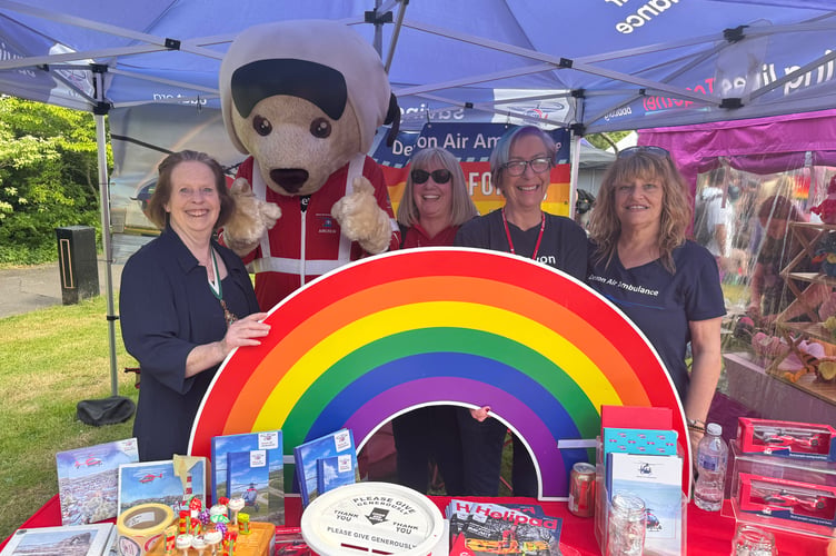 Devon Air Ambulance staff with the Lord Mayor of Exeter, Cllr Anne Jobson, left, at Exeter Pride.  AQ 0272
