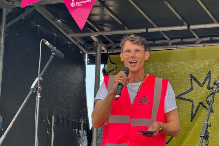 Exeter Pride chairman Russell Back during his speech on the main stage.  AQ 0193
