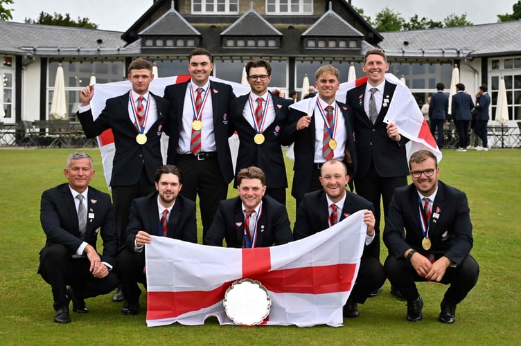 Eliot Baker, bottom right, won two of his four matches in the England vs France match