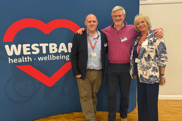 (l to r) Andy Hood, Matt Lowe and Sarah Hicks, CEO of Westbank Community Health and Care.
