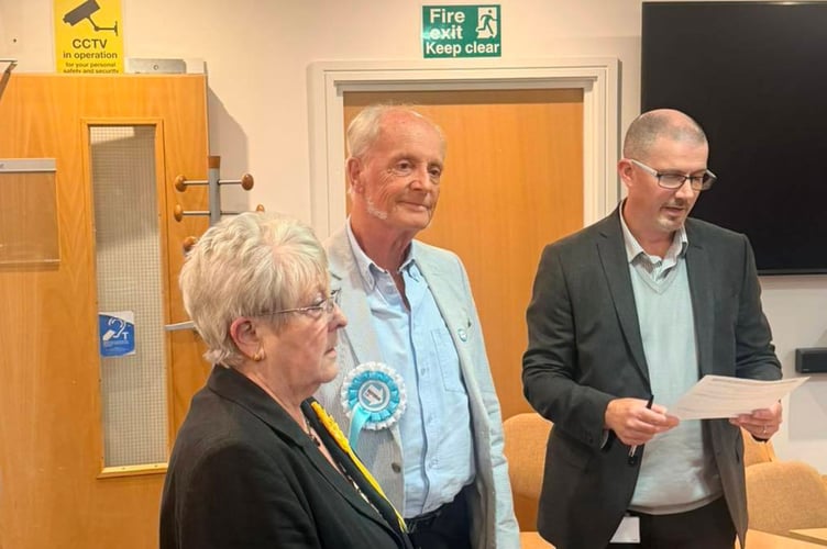 Goff Welchman at the election count for the Tiverton Cranmore by-election