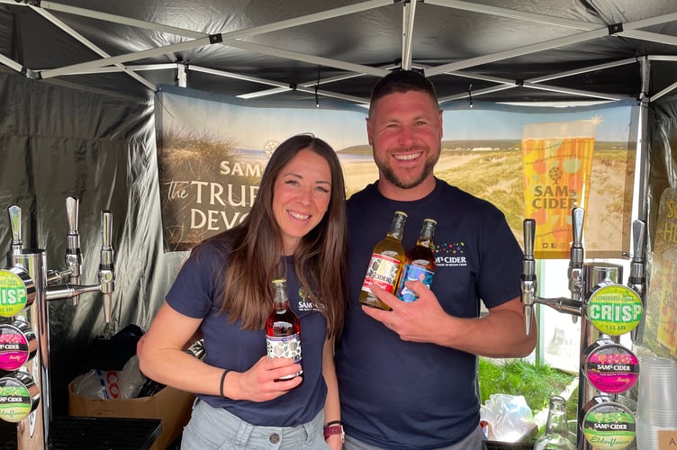 Chris and Kylie Beardon of Sam's Cider at Winkleigh at the show