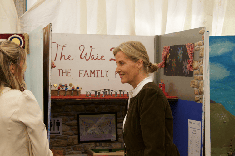 Sophie, Duchess of Edinburgh was shown Bow YFC's mock-up of The Waie Inn in the YFC tent