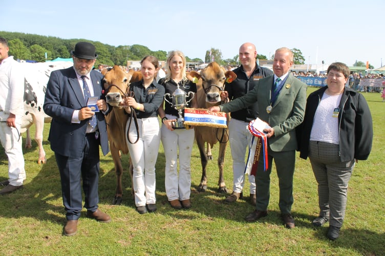 The Royal Agricultural Society Burke dairy trophy went to the Davis family with Jersey pair Rivermead Ferninand Candy 2 and Rivermead Addiction Sangria. AQ 1493