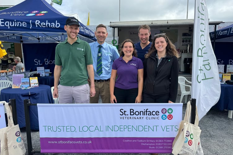 St Boniface Veterinary Clinic of Crediton again provided veterinary cover for the wide range of animals exhibited at the Devon County Show. AQ 1122