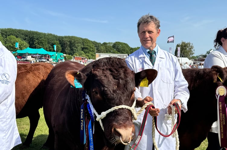 John May with prizewinning Priorton Brandy in the main ring at the Devon County Show. AQ 1488