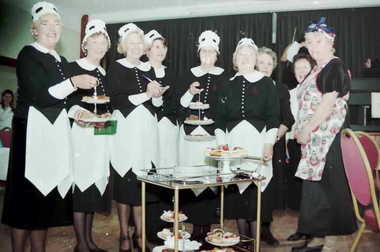 Waitresses who served an afternoon tea at Morchard Bishop in May 2006. DSC01280