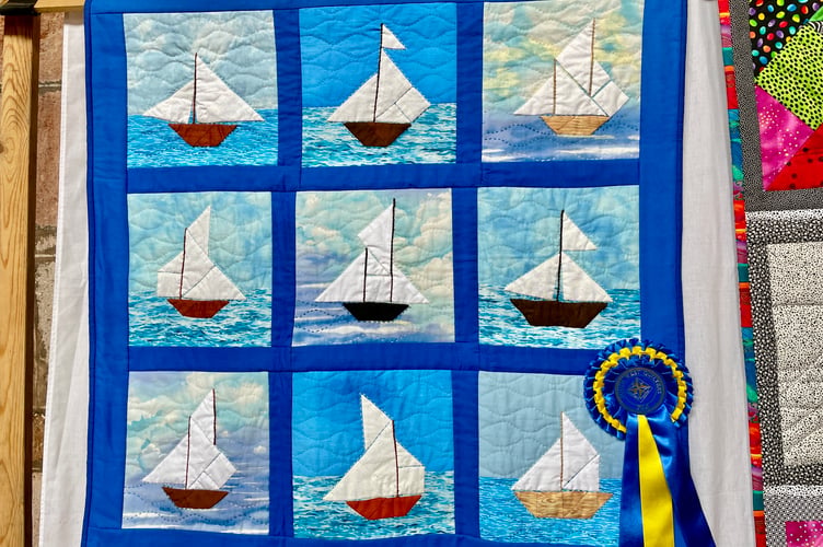 This nautical-themed quilt won first prize in the SW Quilters' chair's challenge, which focused on 'tangrams'