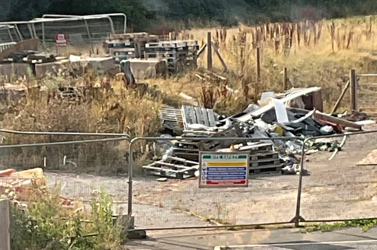 Items left at the incomplete Burrington Homes development at Home Farm in Exeter's Pinhoe