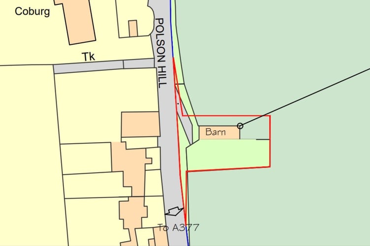 Location plan showing updated access from Polson Hill