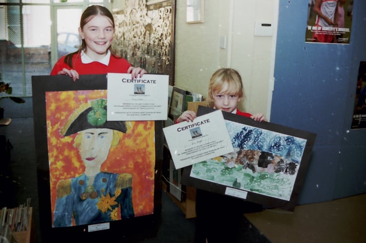 Tedburn School pupils Emma and Erin were winners in an art competition to commemorate the 200th anniversary of Trafalgar Day in November 2005. DSC00182