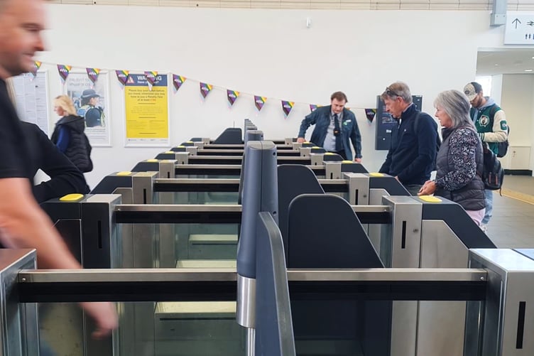 The smart-ticket gatelines installed at Exeter Central Station.