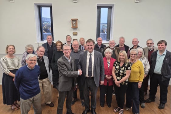 Central Devon Conservative Chairman, Mike Knuckey, and members of the association, congratulate Sir Mel Stride after his re-selection on June 4.