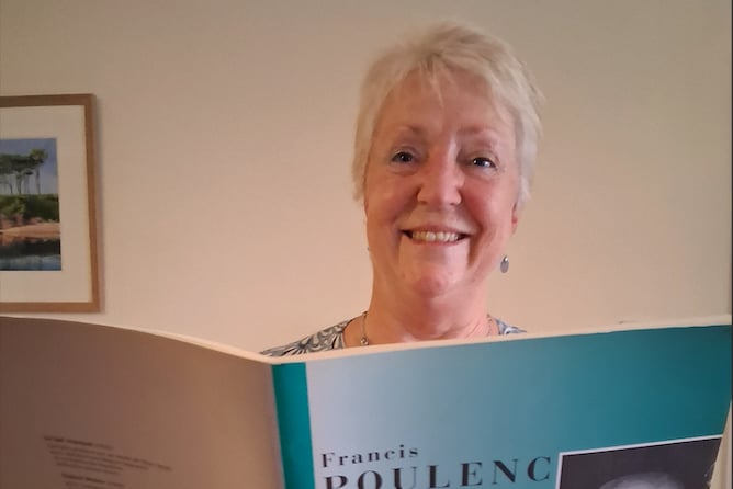 Tina Guthrie with the score for Poulenc's Gloria.