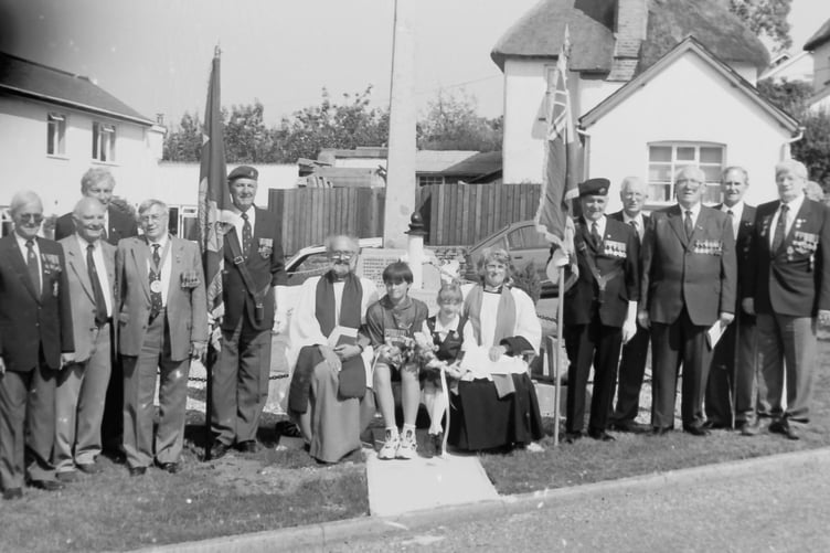 At a special unveiling of new seats at Morchard Bishop War Memorial in dedication of the 50th Anniversary of VE and VJ Day 1995 in August 1996. DSC00134
