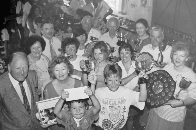 Prizewinners and officials at Spreyton Flower and Produce Show in August 1996. DSC00091