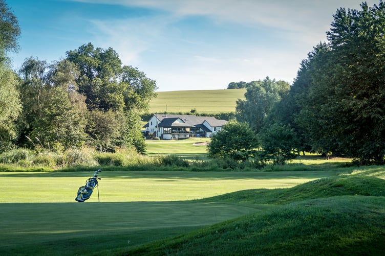 View of the Downes Crediton clubhouse from the 14th green.