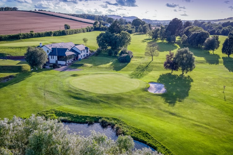 An aerial view of Downes Crediton 18th green and clubhouse. (Rob Stoyle)