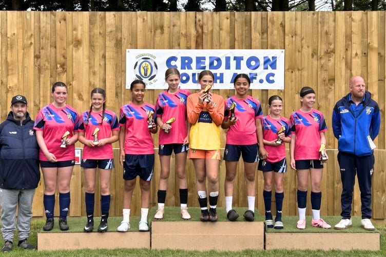 The victorious Crediton Youth FC U13 Girls side