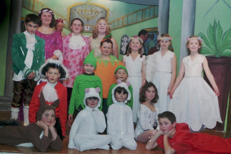 The children who took part in Whitestone Players' pantomime 'Cinderella' in January 2001. DSC00013